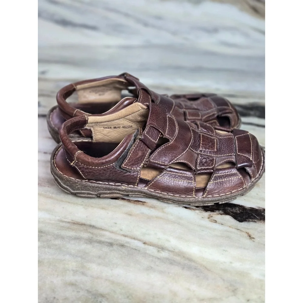 Brown Leather Fisherman Sandals‎ Caged Closed Toe Mens Size 10 44 M6504
